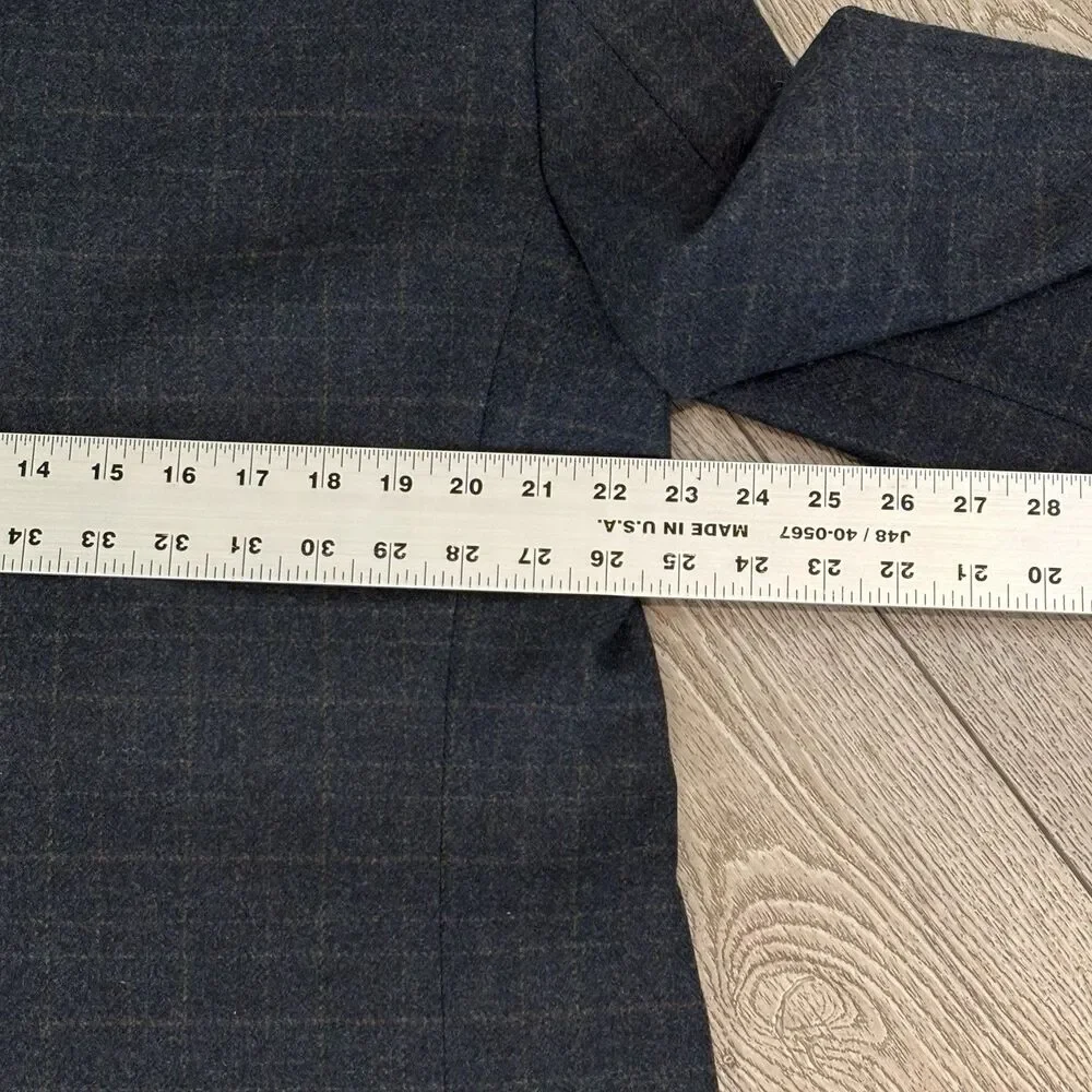 Pronto‎ Uomo Sport Coat 44R Blue Plaid Zegna Italian Wool Cashmere Jacket Blazer